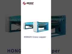 What's the production process of the polyester fiber through the cross lapper ?