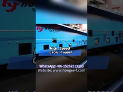 What's the production process of the polyester fiber through the cross lapper ?